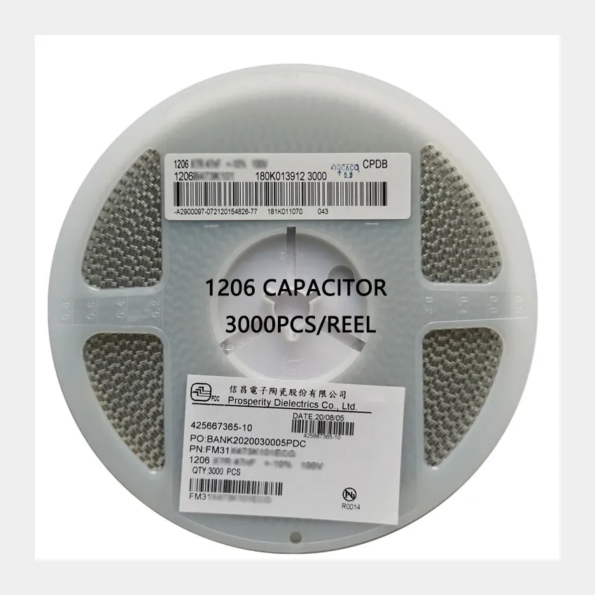 Venta directa de fábrica de alta calidad 1206 de 102K 2KV X7R general filtro MLCC condensador de Chip