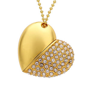 Collar Plata Forma de corazón memorias usb stick Joyería USB flash drive 64GB 32GB 16GB 8GB 4GB pen Jump Drive - Product Image 5