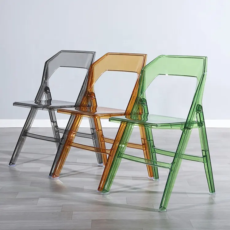 Оптовая продажа с фабрики, складные обеденные стулья из поликарбоната, пластиковые прозрачные для столовой/гостиной