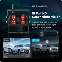 2 caméras de stationnement sans fil à vision nocturne IR avec moniteur AHD 7 ''avec alarme d'angle mort BSD, pour camions/camping-car/remorque/camping-car/chariot élévateur