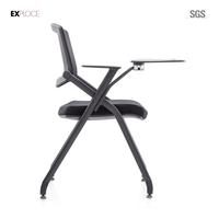 Chaise de bureau avec accoudoirs, chaise de conférence, confortable, avec tablette d'écriture, pour réunion