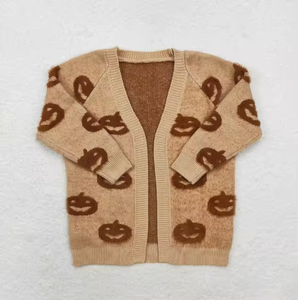 Cardigan en tricot chaud pour filles, motif fantôme et citrouille d'Halloween, manches longues, vêtement d'extérieur d'automne, vente en gros - Product Image 4