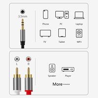 Pas cher prix coque en aluminium PVC veste 3.5mm Jack à 2RCA Aux adaptateur stéréo câble Audio pour ordinateur haut-parleur amplificateur