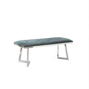 Banco Tapizado en Cuero Sintético PU, Color Gris Oscuro Cromado, Diseño Moderno para Sala de Estar, Decoración del Hogar - Product Image 1