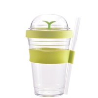 Bouteille d'eau Tritan écologique réutilisable avec ventouse et paille, personnalisable pour usage domestique, compatible lave-vaisselle