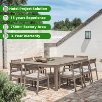 Meubles de jardin, table et chaises 10 places, ensemble de salle à manger en teck d'extérieur, meubles d'extérieur modernes