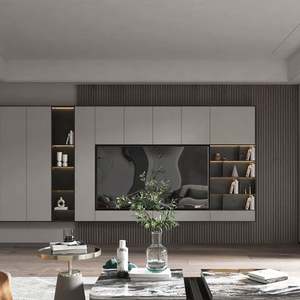Meuble TV mural SANTOPOVA, design moderne, bois, salon, support TV - Product Image 4