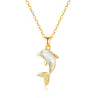 Énerginox Fashion – collier en acier inoxydable avec zircon bicolore, dauphin Patron saint de l'amour, chaîne de clavicule