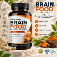 Capsules de soutien cérébral pour adultes, marque privée OEM, Alpha GPC, L-Théanine, pour la clarté mentale, l'humeur, la mémoire et l'amélioration de la concentration
