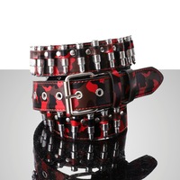 Ceinture en similicuir PU à clous, style camouflage, décontractée, mode hip-hop rock punk, pour femmes et hommes, avec logo personnalisé