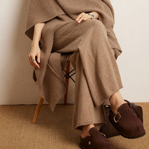 <span class=keywords><strong>Pantalon</strong></span> décontracté en <span class=keywords><strong>laine</strong></span> de couleur <span class=keywords><strong>pure</strong></span> pour femmes <span class=keywords><strong>Pantalon</strong></span> <span class=keywords><strong>femme</strong></span> Design hiver <span class=keywords><strong>Pantalon</strong></span> large en tricot de <span class=keywords><strong>laine</strong></span> et cachemire avec cordon de serrage pour femmes - Product Image 4