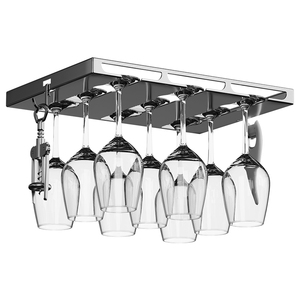 Portavasos de vidrio de metal debajo del gabinete y estante colgante para copas de vino en el gabinete de almacenamiento - Product Image 6