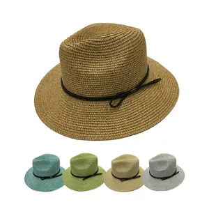 Панама соломенная в стиле унисекс, однотонная шляпа от солнца, с козырьком, в стиле кэжуал, летняя