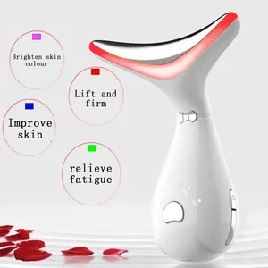 Massageador elétrico multifuncional para levantamento de rosto e pescoço, com microcorrente, terapia de luz vermelha para uso doméstico