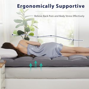 Sur-matelas rafraîchissant Super Queen Size Extra Thick Plush Bed Topper Alternative Overfilled Soft Mattress Pad pour les maux de dos - Product Image 5