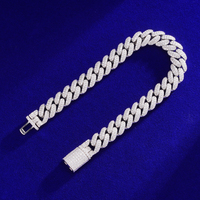 Chaîne cubaine 14MM Moissonite GRA Pass Diamond Tester Personnalisée Argent 925  Iced Out Hip Hop Bracelet cubain pour homme Chaîne à maillons