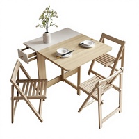 Ensemble de table à manger pliable de luxe en bois massif avec roulettes, multifonctionnel pour appartement/villa, compact, extensible, 6 places, cuisine