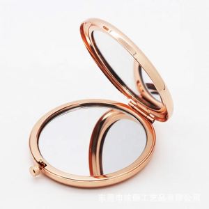 Wholesale Folded Round Branded Cosmetic Mirror Rose Gold Metal Pocket Mirror Personalized Pocket Mirror - Product Image 5