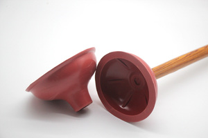 Tête de ventouse pour toilettes, ensemble ventouse et brosse pour toilettes, ventouse à manche court en bois recouvert de PVC - Product Image 4