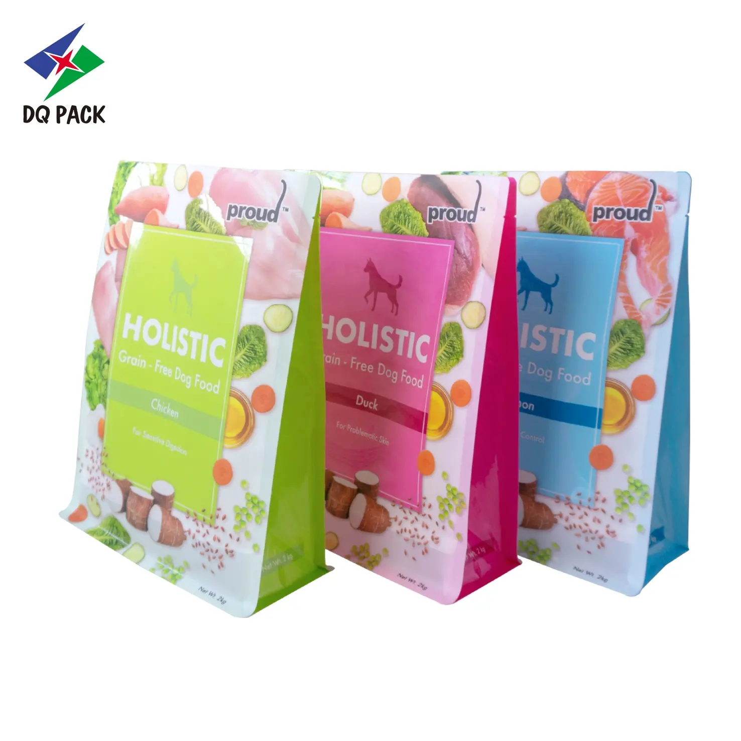 DQ PACK stand up sacchetto di plastica per alimenti con il proprio logo sacchetto di Mylar riutilizzabile per fornitore di imballaggi di caramelle snack per alimenti per animali domestici