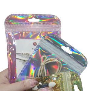 Beauty-lápices labiales de maquillaje, almacenamiento de alimentos, papel de aluminio holográfico, regalo, logotipo personalizado, bolsas impresas, bolsa Ziplock pequeña transparente - Product Image 4