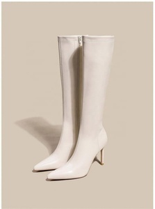 Stivali da Donna con Tacco <span class=keywords><strong>a</strong></span> Spillo al Ginocchio in Pelle Solida, Punta Affusolata, Tacchi Alti, Pompe Invernali per <span class=keywords><strong>Scarpe</strong></span> da Donna - Product Image 5