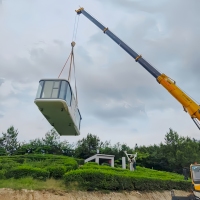 Cabaña prefabricada de 20/40 pies, módulo de espacio para cápsulas de jardín, cabina Apple para vivir y trabajar