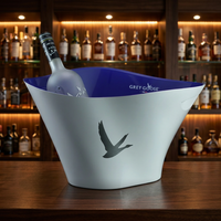 Seau à glace lumineux pour 2 bouteilles, plaqué argent avec lumières LED, pour mariage et bar, logo personnalisé, OEM personnalisé