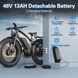 Vélo de montagne électrique à double moteur 250W, pneus larges 26 pouces, fourche à suspension, batterie lithium, capacité de charge 150kg, vélo électrique commercial ODM - Product Image 4