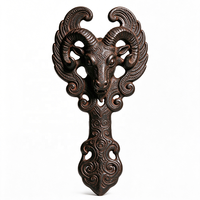 Pendentif Ornement Suspendu en Métal Coulé, Relief Totem Tête de Mouton Qiang Ancien, Art Tribal Populaire, Gardien