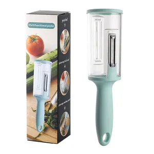 Novedad, cuchillo pelador multifuncional 2 en 1, pelador de frutas y verduras con almacenamiento, escalador de pescado, pelador Manual de cocina, pelador de patatas y zanahorias