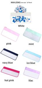 American Mahjong Game Sets PVC Flache tragbare Reiß verschluss tasche MAHJ Club Flieder fliesen Große klare PVC wasserdichte Mahjong Aufbewahrung tasche - Product Image 2