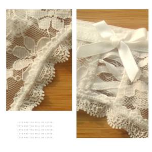 ヨーロッパ系アメリカ人セクシーレース中空ODM下着女性用クロスベルトボウソングローウエストT字型ホットドビー生地7日間サンプル - Product Image 4