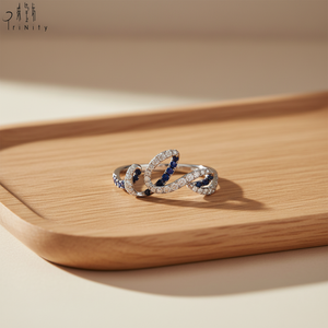 แหวนทองคำขาว 18K รูปทรงโค้งประดับไพลินธรรมชาติและเพชรธรรมชาติสำหรับผู้หญิง ของขวัญวันครบรอบ จากซัพพลายเออร์ฮ่องกงโดยเฉพาะ - Product Image 2