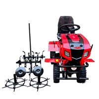 Tractor Agrícola de Jardín con Tracción en las 4 Ruedas, Diésel, 18 HP, Pequeño, Compacto, Cultivador Utilitario de 4 Ruedas para Césped