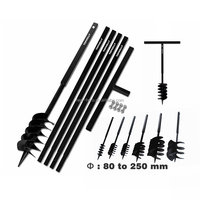 Taladro de tierra de jardín Manual de 6 "con 4 tubos de extensión Juego de herramientas de excavación desmontables Taladro de mano Excavadora Post Hole Ground Auger Bit Kit