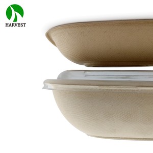 Bol à salade biodégradable en fibre de bagasse et de bambou de 24 à 32 oz avec couvercle en PLA - Product Image 3