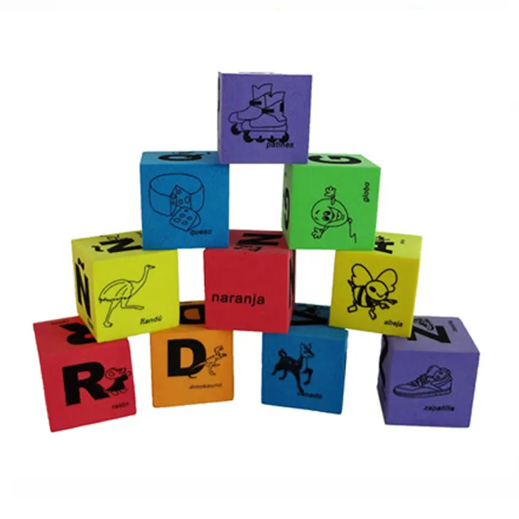 NEW Colorful small 3D diy craft preschool education toy printed alphabet and number eva foam dice cube kids educational toy cube