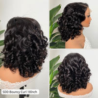 Pelucas Trenzadas de Cabello Humano con 200% de Densidad, Estilo Bob Corto con Rizos al Agua, Pelucas con Frente de Encaje HD 13x4 para Mujeres Negras, Venta al Por Mayor