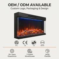 Cheminée électrique encastrée 750W 1500W, 30 pouces, 3 faces, avec télécommande à 12 couleurs de flamme