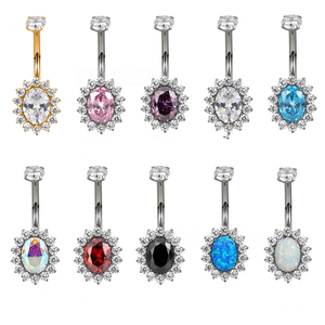 จิวสะดือไทเทเนียม 14G ASTM F136 ประดับ<span class=keywords><strong>เพชร</strong></span>โอปอลหลากสี ขายดี - Product Image 3