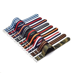 สายนาฬิกาไนลอนลายทางหลากสี ขนาด 18 มม. 20 มม. 22 มม. 24 มม. คุณภาพสูง หัวเข็มขัด PVD สายนาฬิกาผ้าไนลอนทอ - Product Image 5