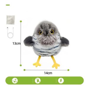 Jouet pour chat en peluche, oiseau électrique interactif qui bouge et chante avec détection de gravité, jouet d'exercice pour chaton - Product Image 5