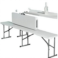 Table pliante d'extérieur légère en HDPE personnalisée, imperméable, pour camping, pique-nique, jardin, portable, pliable en deux, bancs de patio