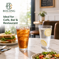 Verre à boire personnalisé avec logo, vente en gros, 500 ml (16,9 oz), en verre, base épaisse conique, compatible lave-vaisselle, pour eau, jus, cocktails