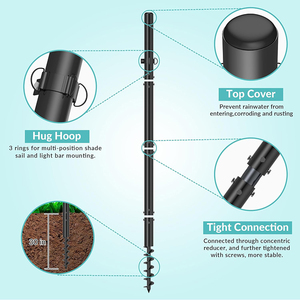 JH-Mech Poste de Metal de Alta Resistencia con Abrazadera en D <span class=keywords><strong>para</strong></span> Parasol <span class=keywords><strong>Vela</strong></span> Cadena de Luz Paquete de 2 10 Pies de Metal Parasol <span class=keywords><strong>Vela</strong></span> Poste - Product Image 3