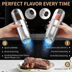 352ML Portable Automatic Electric Salt and <b>Pepper</b> Charging Base <b>Grinder</b> Set Sea Salt <b>Grinder</b> Electronic Salt and <b>Pepper</b> <b>Grinder</b> - Product Image 2