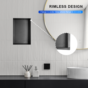 13.4 pouces noir mat brossé <span class=keywords><strong>niche</strong></span> de douche en acier inoxydable mural armoire carrelage insérer mur <span class=keywords><strong>niche</strong></span> salle de bain étagères de rangement - Product Image 6
