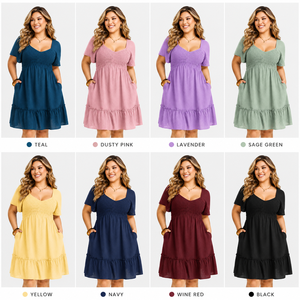Robe pour femme personnalisée avec bas plissé par un fabricant de vêtements, robe courte à manches courtes décontractée sexy pour femme, robe smockée d'été - Product Image 2