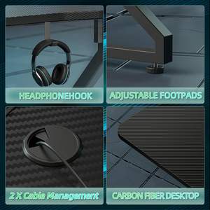 AJUNION 40 pouces lumières LED bureau <span class=keywords><strong>de</strong></span> jeu bureau d'ordinateur en forme <span class=keywords><strong>de</strong></span> Z <span class=keywords><strong>Gamer</strong></span> poste <span class=keywords><strong>de</strong></span> travail Table <span class=keywords><strong>de</strong></span> jeu Surface en fibre <span class=keywords><strong>de</strong></span> carbone <span class=keywords><strong>PC</strong></span> <span class=keywords><strong>Gamer</strong></span> bureau - Product Image 6